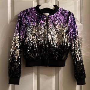 Girls zip up ombré sequins jacket. Worn once